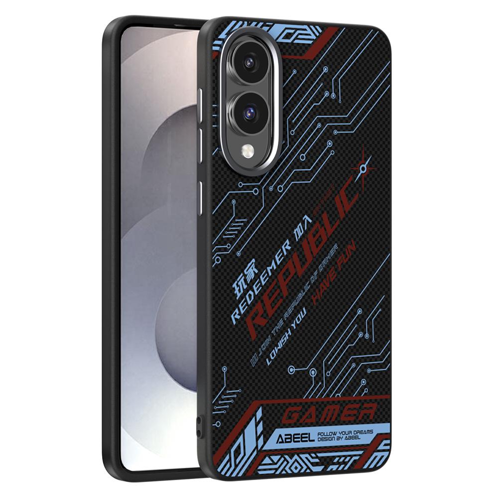 

ABEEL For Samsung Galaxy S25 Edge Magnetic Case Micro-Embossing 6D Printed PC TPU Aluminum Alloy Leather Phone Cover D