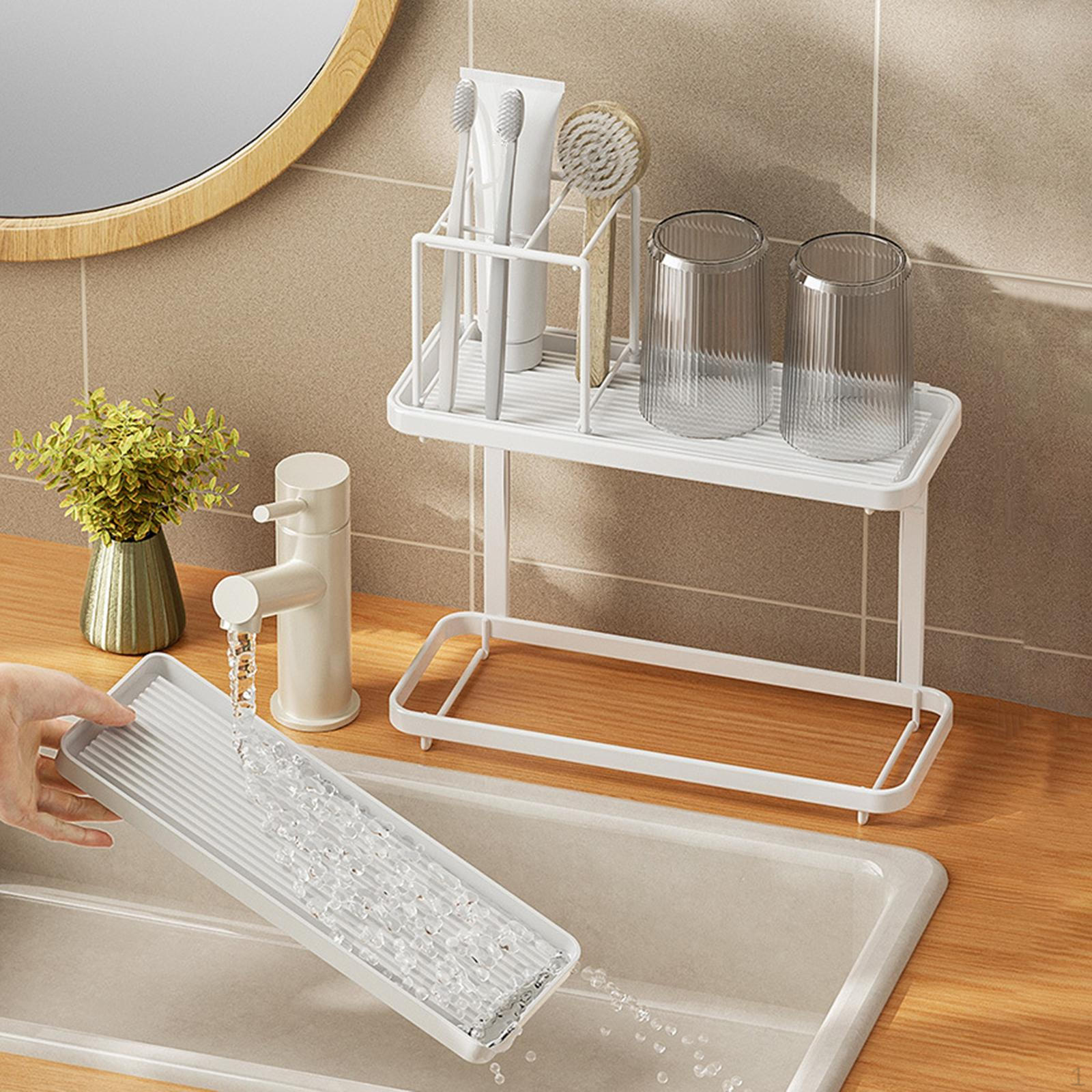 

Bathroom Toothbrush Holder, Toothpaste Stand, Organization Storage Rack, for Double Layer