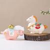 Cartoon Horse Figurine Bring Fortune Fat Lucky Pony Statue Resin Animal Sculpture Year of Horse New Year Decoration Ornament Gift