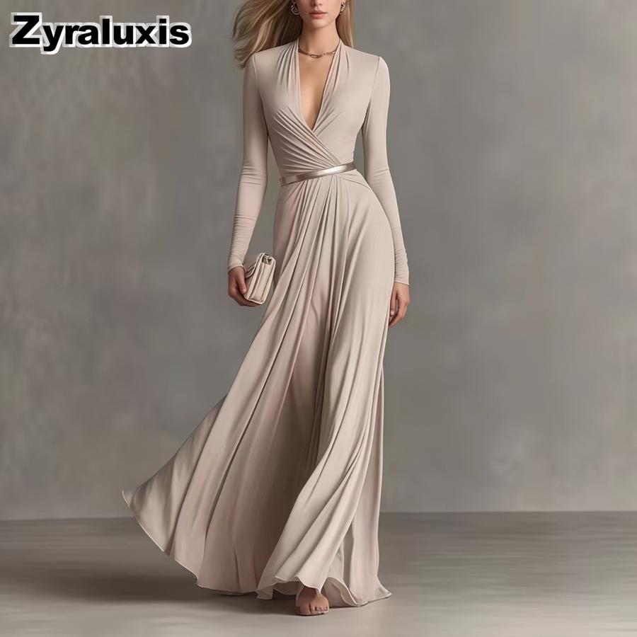 Women's Elegant Dress with Texture Long Sleeve, Small Fragrance Style, Waistline