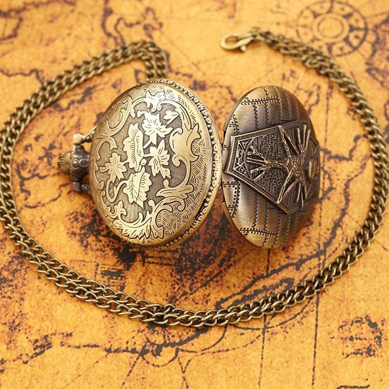 Ceasuri de buzunar pentru bărbați Ceas de buzunar din bronz vintage, schelet, schelet, pre-Crăciun, cuarț, lanț, cadou pentru bărbați și femei