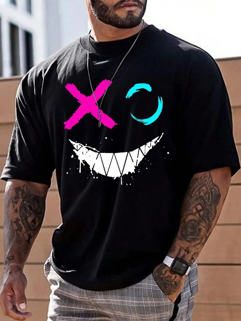 Πρόσωπο Άνδρες Γυναίκες Unisex Βαμβακερό T-shirt Πολυτελής Μάρκα Μόδα Μεγάλο Μέγεθος Τοπ Casual Κοντομάνικο Streetwear Κλασικό T-shirt με Εκτύπωση στην Πλάτη 4XL