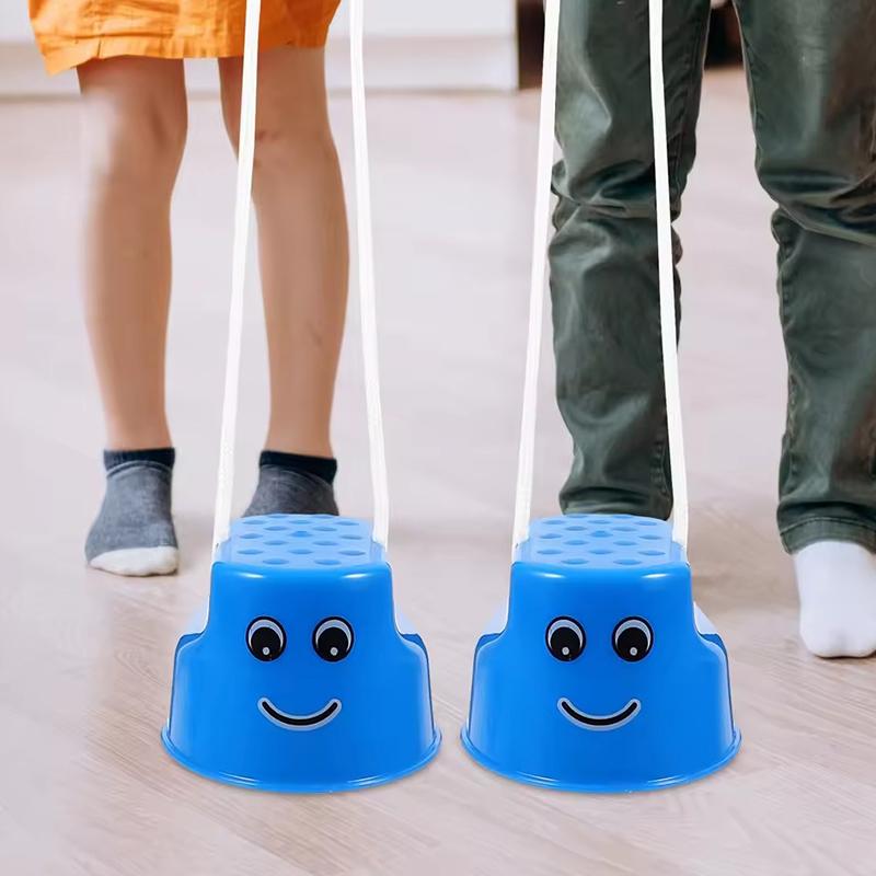 2Pc Colorful Smile Face Stilt Balance Training Walk Steppers Parent-Child Outdoor Exercise Educational Interactive Activity Prop ZYF