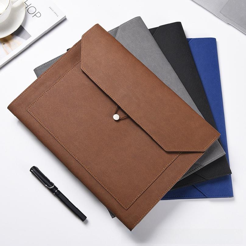 

Leather document bag/folder, A4/A5 size, for official documents and materials storage bag for office school homework use чёрный