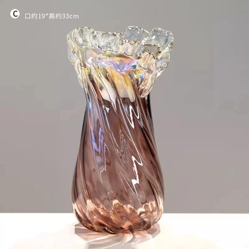 Vase glass gradual change color newChinese creative irregular shape suitable for living room table hydroponic flower arrangement
