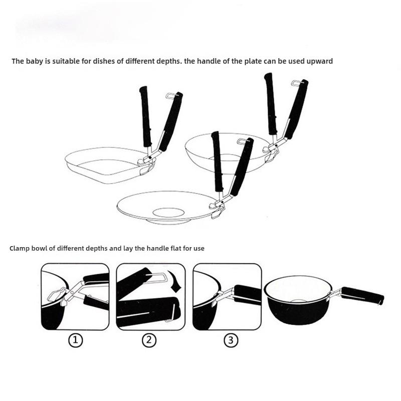 Edelstahl Anti-Bügel-Clip Schüsselklemme Geschirrgreifer Greifer Kasserolenzange Haushaltsküchenwerkzeuge Hitzebeständiger Topfclip