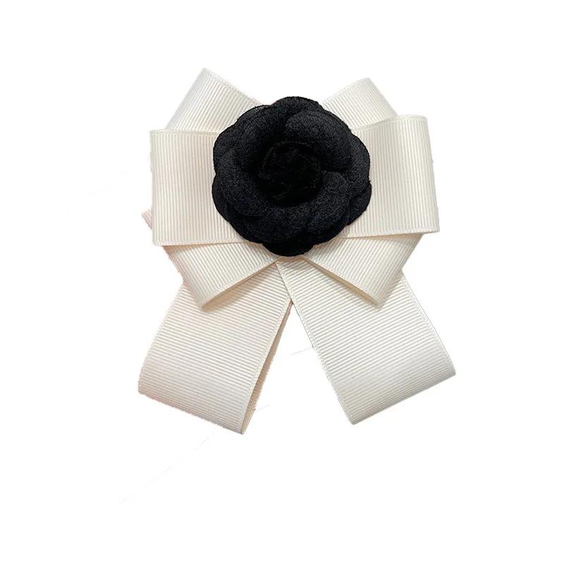 Korean Fashion Fabric Bow Tie Camellia Flower Brooch Shirt Sweater Collar Pins for Women Wedding Party Jewelry Accessories