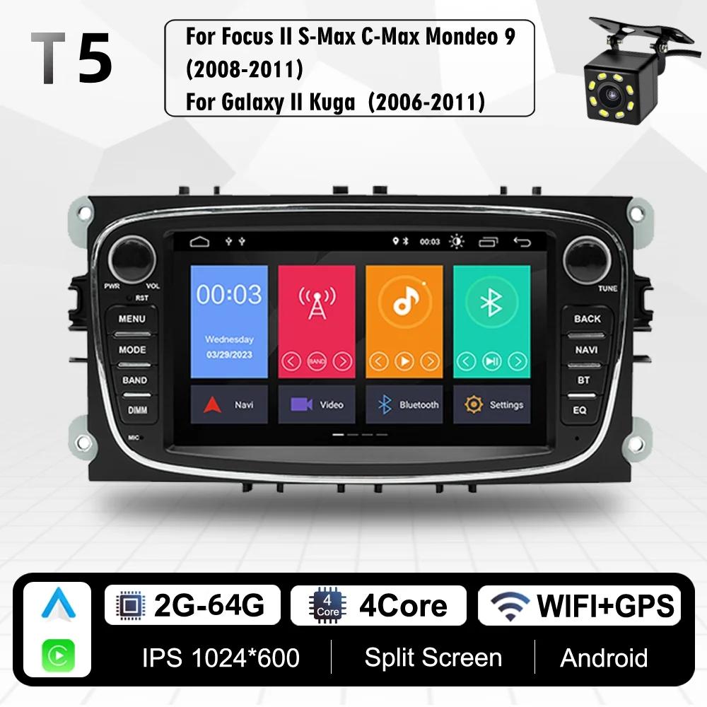 2 Din Android Radio WiFi 4G LTE Car Multimedia Video Player For Ford Focus Mondeo C-MAX S-MAX Galaxy II Kuga Carplay Headunit