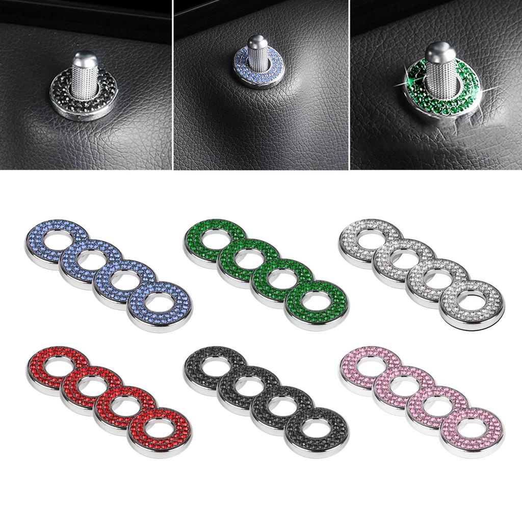 4 Pack Bling Car Inner Door Lock Covers Trim Pull Rod Bolt Stickers Car Interior Bling Rhinestone Decals for C200L