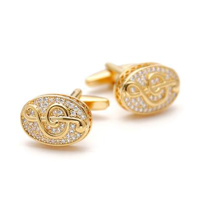 Men'S Cufflinks, High Quality Light Luxury Gold Zir*****Val Music Note Shirt Jewelry 1 Pair