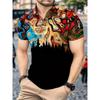 Sommer-Essential! Tropisches Palmenmuster Kurzarm-Poloshirt