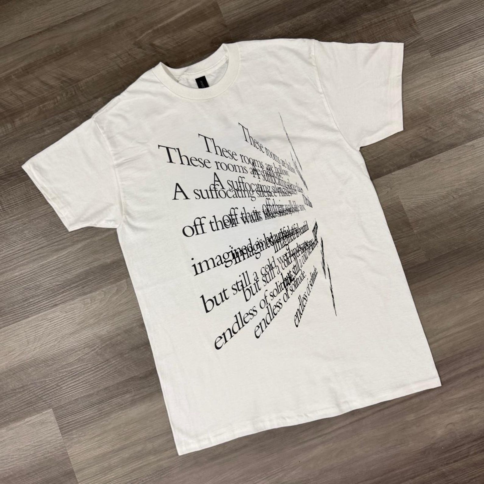 Abstract Typography Shirt, Minimalist Quote T Shirt, Avant Garde Text Tee, Artistic Graphic Shirt, Modern Streetwear Top XL
