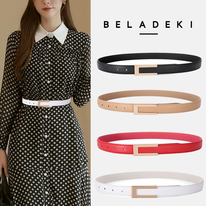 Genuine Leather Womens Fashion Belt With Smooth Buckle For Casual Wear