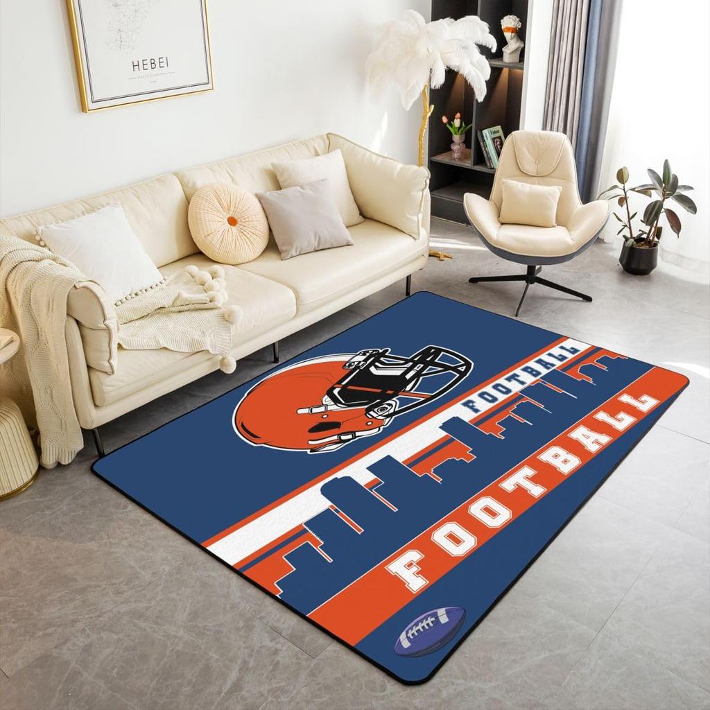 Erose Braut Fußball Stadt Bereichsteppich 4'11" x 3'3" Fußballteppich für Jungen Mädchen Braun Rot Rugby Spiel Teppich Fußballfans Schlafzimmer Dekor Sport B