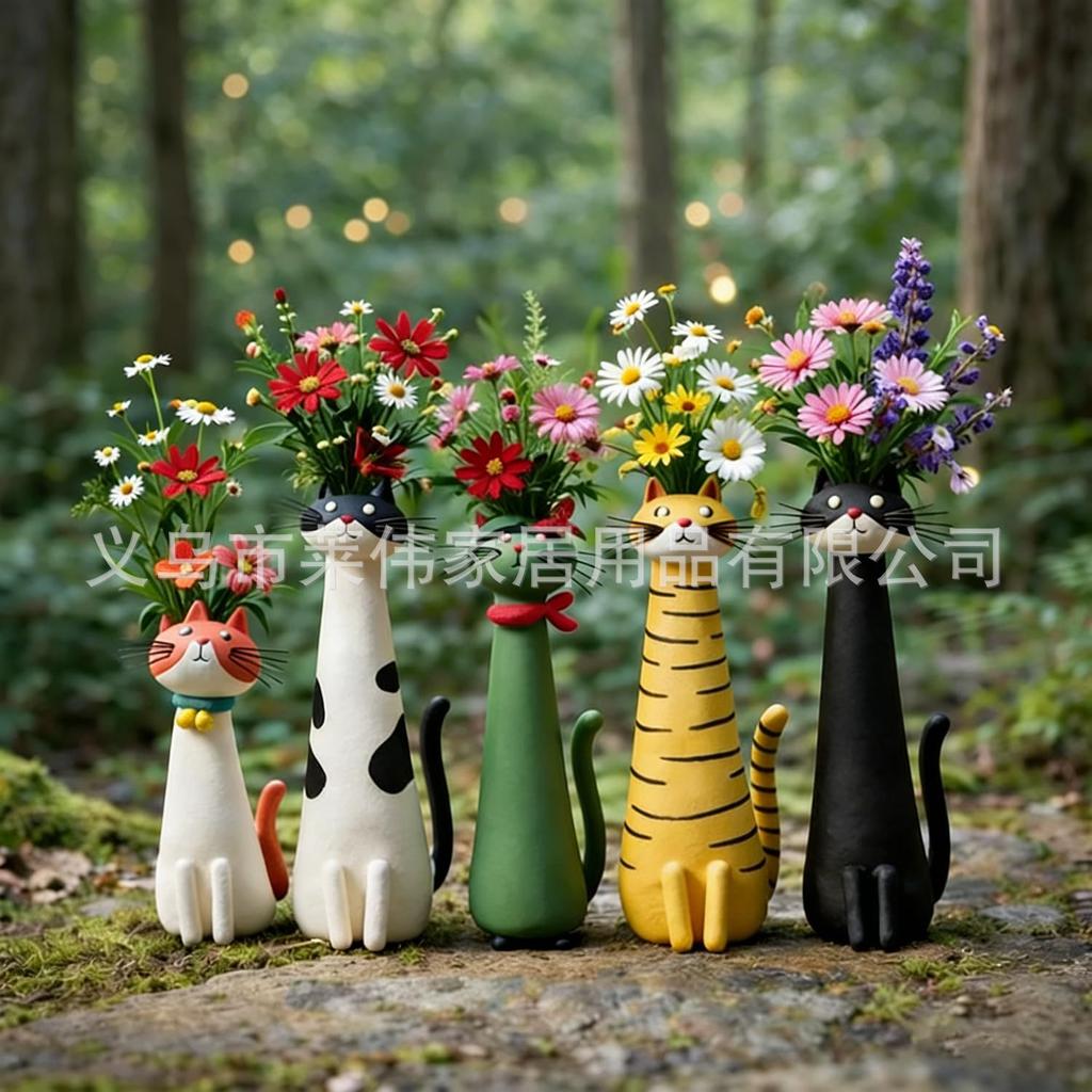 Funny Cat-shaped Vases, Vase Ornaments, Home Office Decoration, Cartoon Animals, Gifts, Multiple Options to Choose From