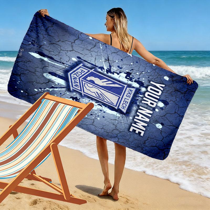 Custom KKS Lech Poznań Print Beach Towel, Large Soft Quick Dry Towel for Beach Camping Swimming