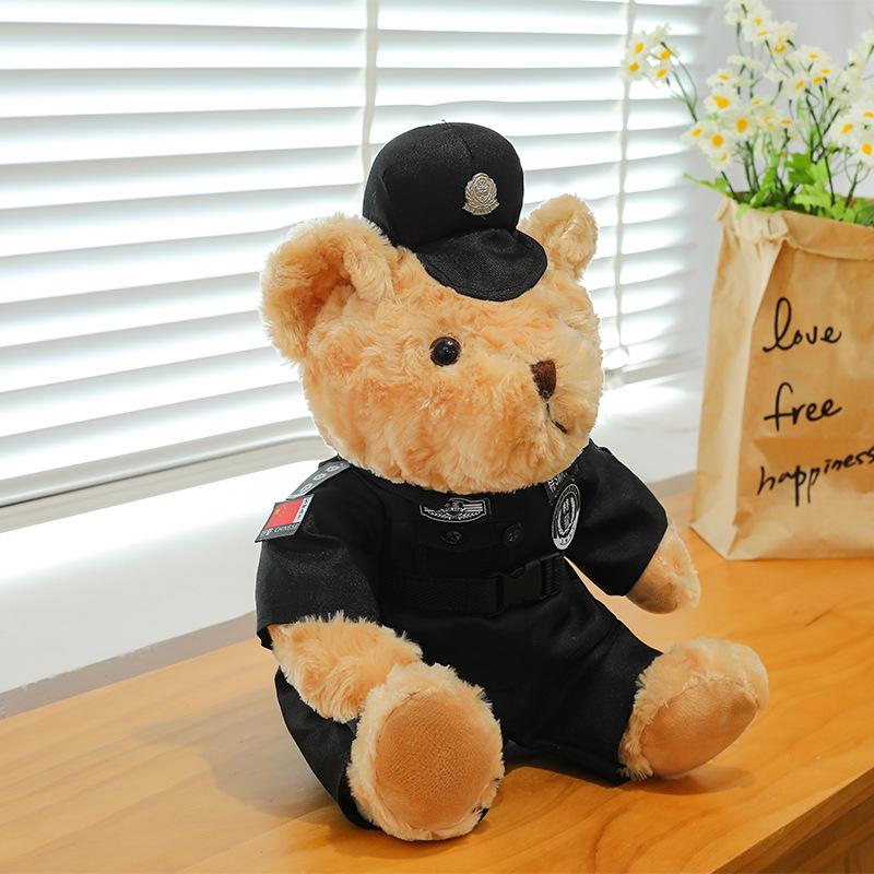 Police bear doll cute traffic police firefighter uniform teddy bear plush toy Internet celebrity swat bear
