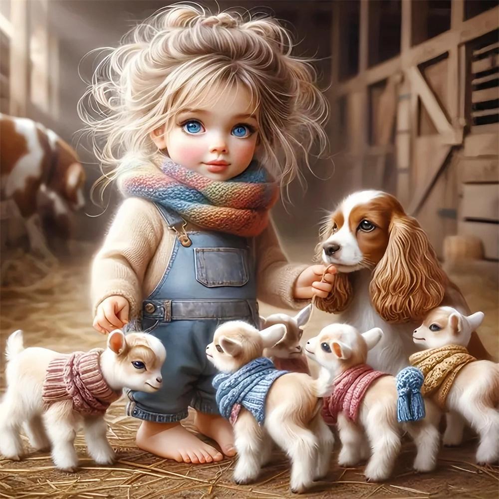 Diamond Art Painting Kits Girl Horse Portrait Cross Stitch Needlework Diamond Embroidery Kits Figure Wall Decor