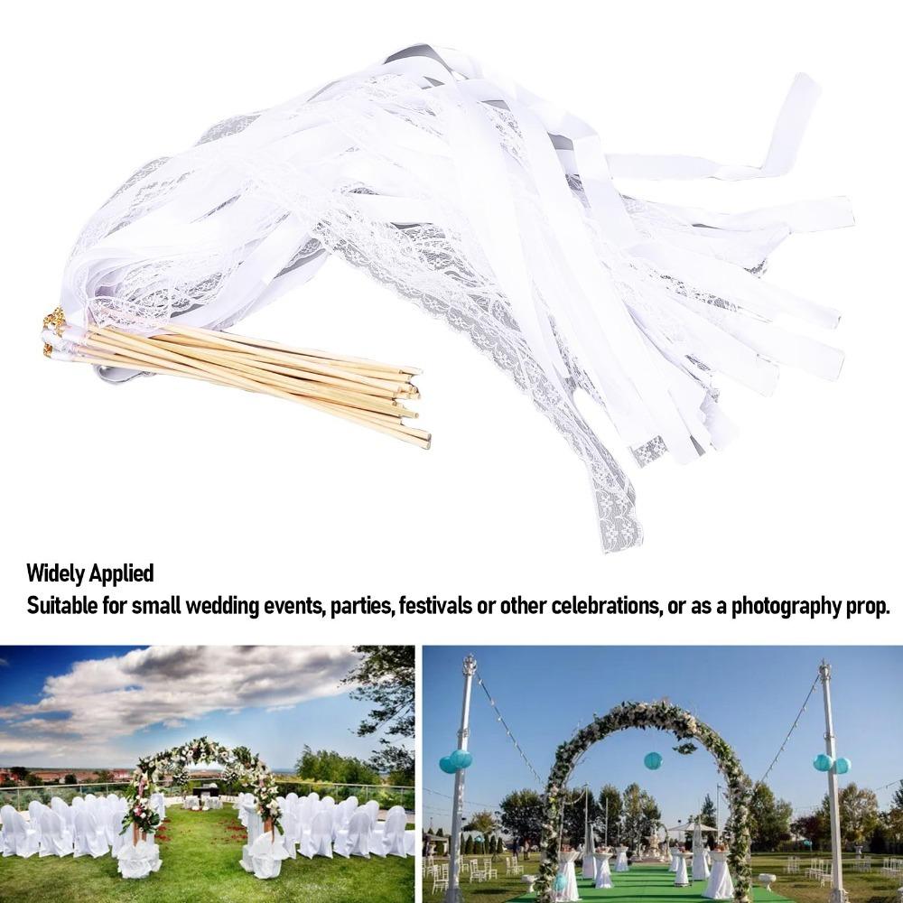 40pcs With Bells Lace Ribbon Wand Polyester Cloth Ribbon Streamers Wand Wedding Send Off