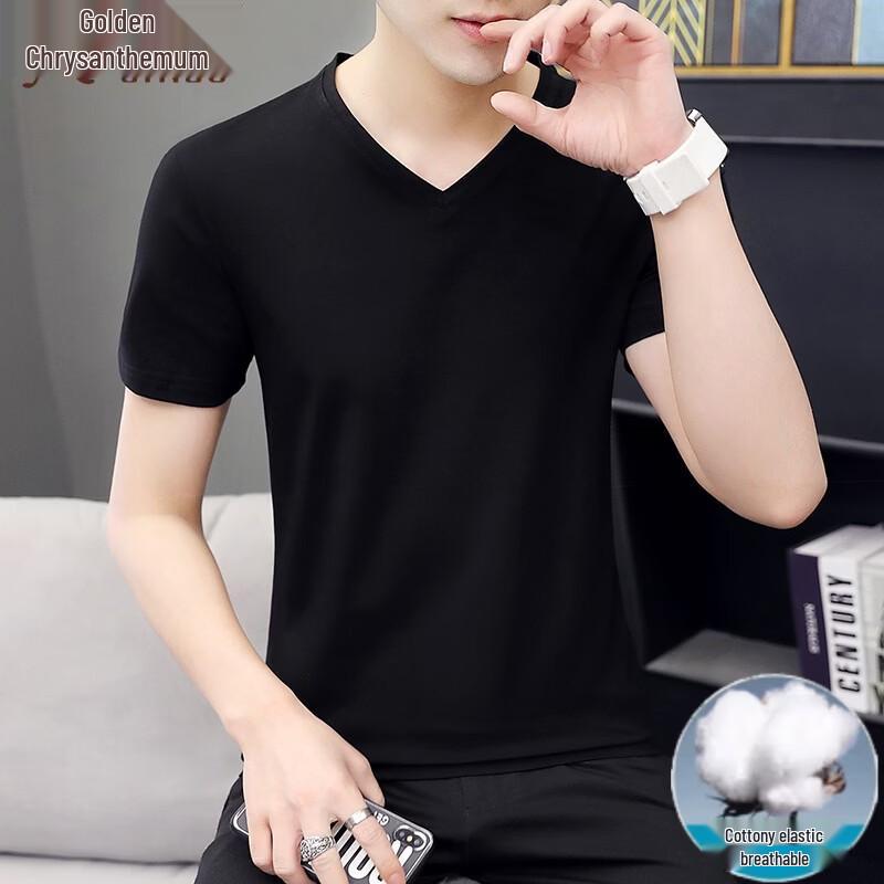 Men s V-Neck Cotton Blend Short Sleeve Casual T-Shirt XL
