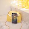 IELGY Light Fashion Women's Diagonal Chain Crocodile Pattern Yellow Square Shoulder Bag Handbag All-match Casual