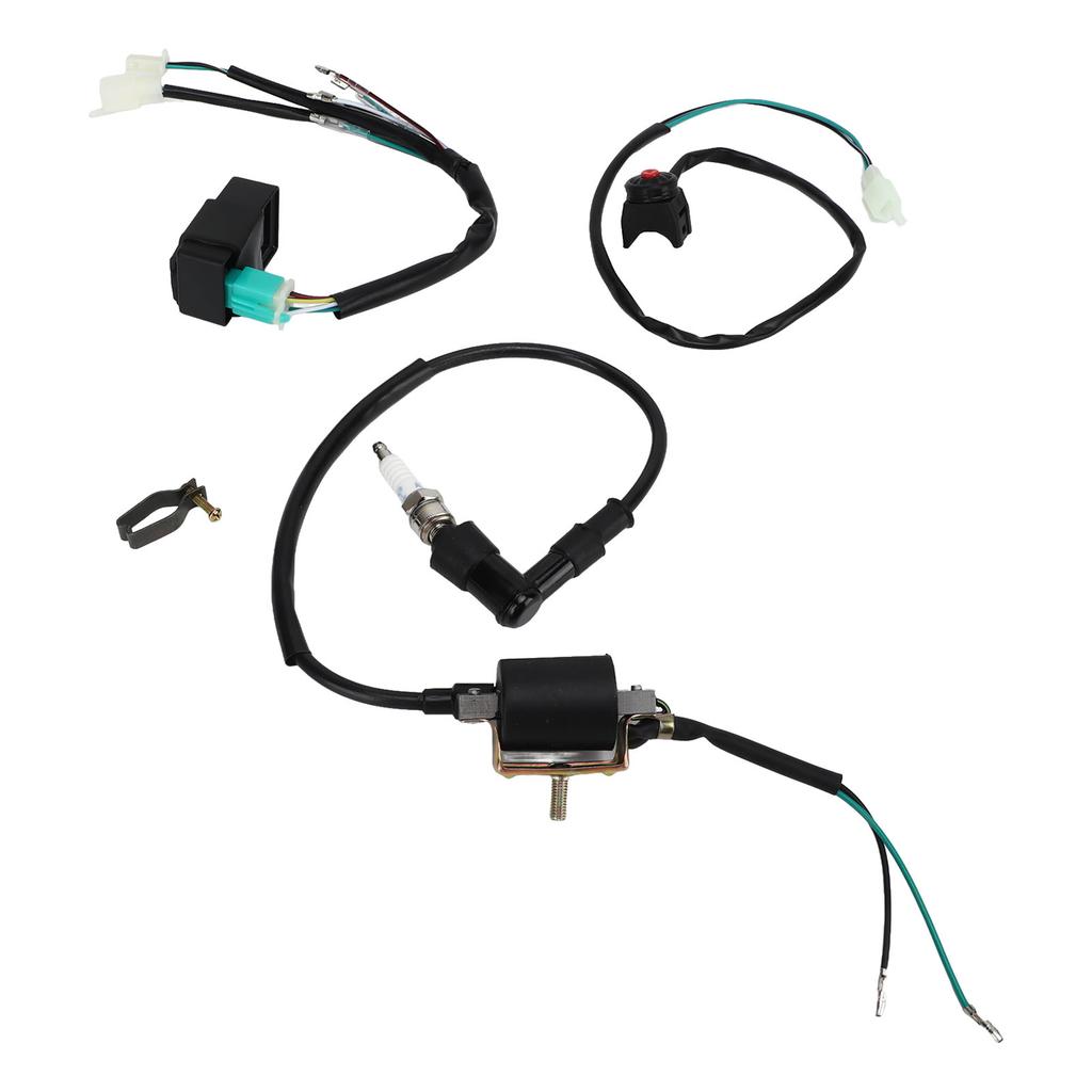 Kick Start Engine Wiring Harness CDI Box Spark Plug Ignition Coil Handle Switch Loom Kit for 50cc
