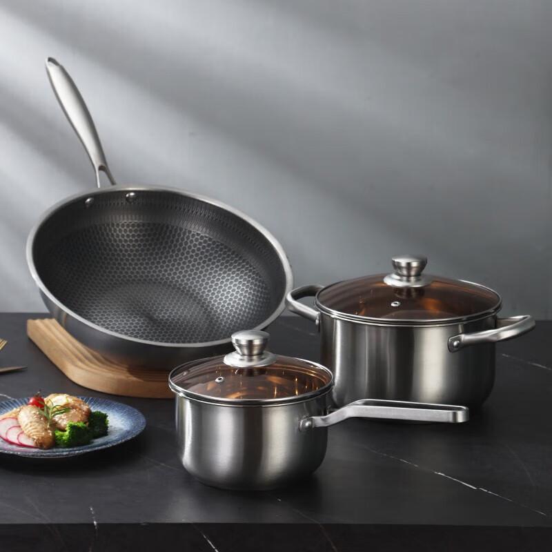 Ebelnoor 3-Piece Stainless Steel Cookware Set