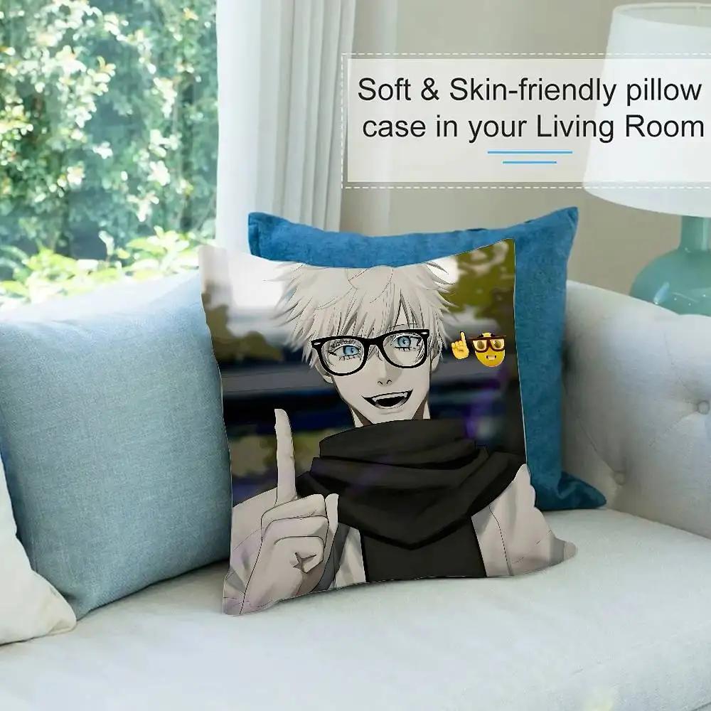 Cartoon G-Gojo Satoru Pillow Case Cushion Cover Soft Cute Throw Pillow Case For Car Sofa Pillowcase Polyester With Zipper