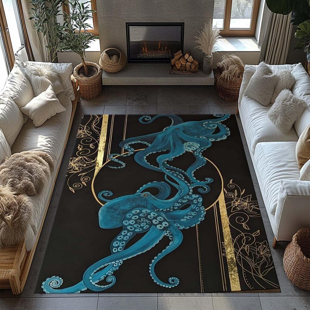 Tiefsee Oktopus Teppich Vortex Licht Luxus High-End Gefühl Fußmatte Zimmer Wohnzimmer Schlafzimmer Dekoration Oktopus Teppich
