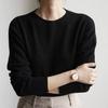Ladies' Round-neck Pullover Slim Solid Color Sweater Versatile Long-sleeved Casual Knitted Sweater