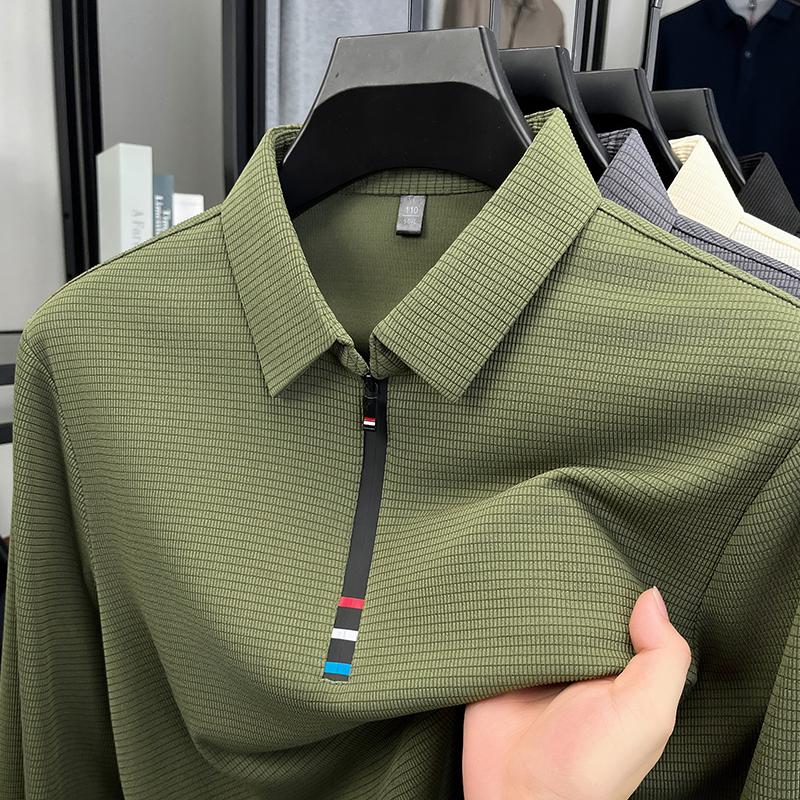 

Light Luxury Half Zipper Men Long Sleeve Polo Shirt High-Quality Unique Checkered Printed Korean Style Trend New Casual T-Shirt 4XL армия зеленый