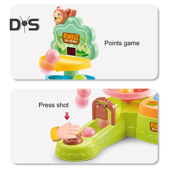 Kids Ball Shoot Track Toy with Scoreboard Balls Hammer Ball Electric Press Launcher with Rolling Ball Slide Educational Toddlers Boys Girls Ball