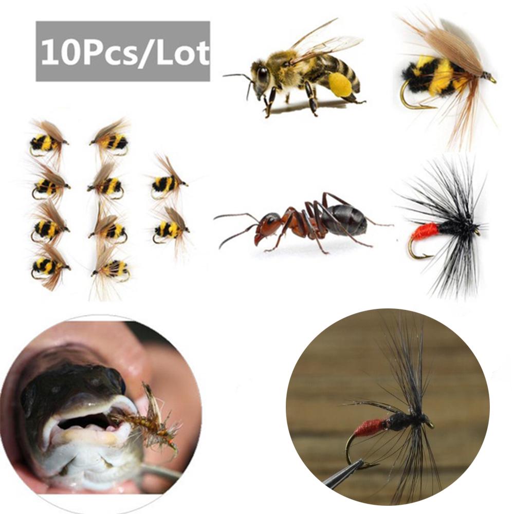 Hooks Artificial Bee Ant Bionic Bait Insect Crank Fly Trout Fishing Lures