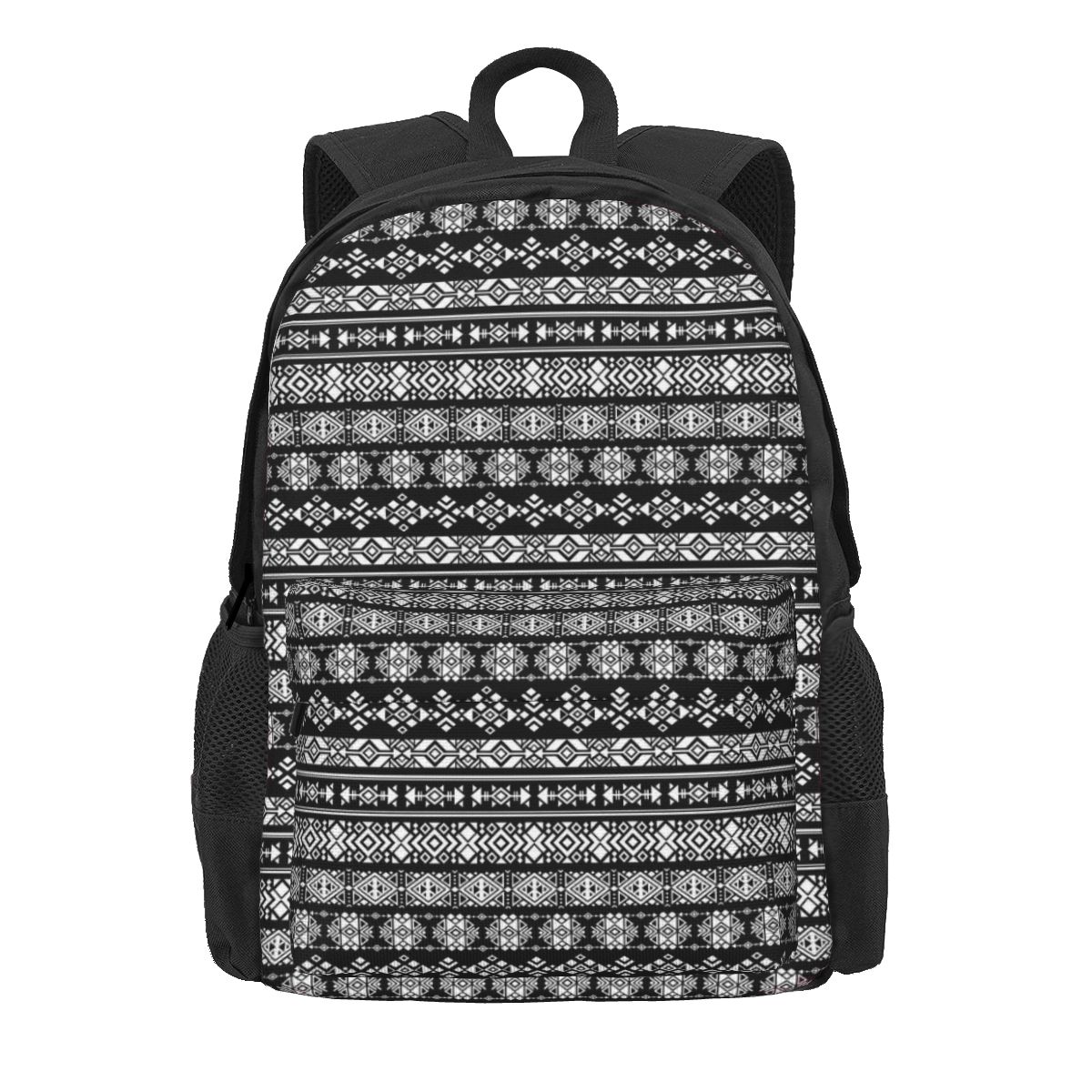 Abstract Etnisch Azteeks Rugzak Zwart En Wit Kampeerrugzakken Vrouwen Mannen Kawaii Schooltassen Hoge Kwaliteit Zachte Rugzak 36x32x10cm