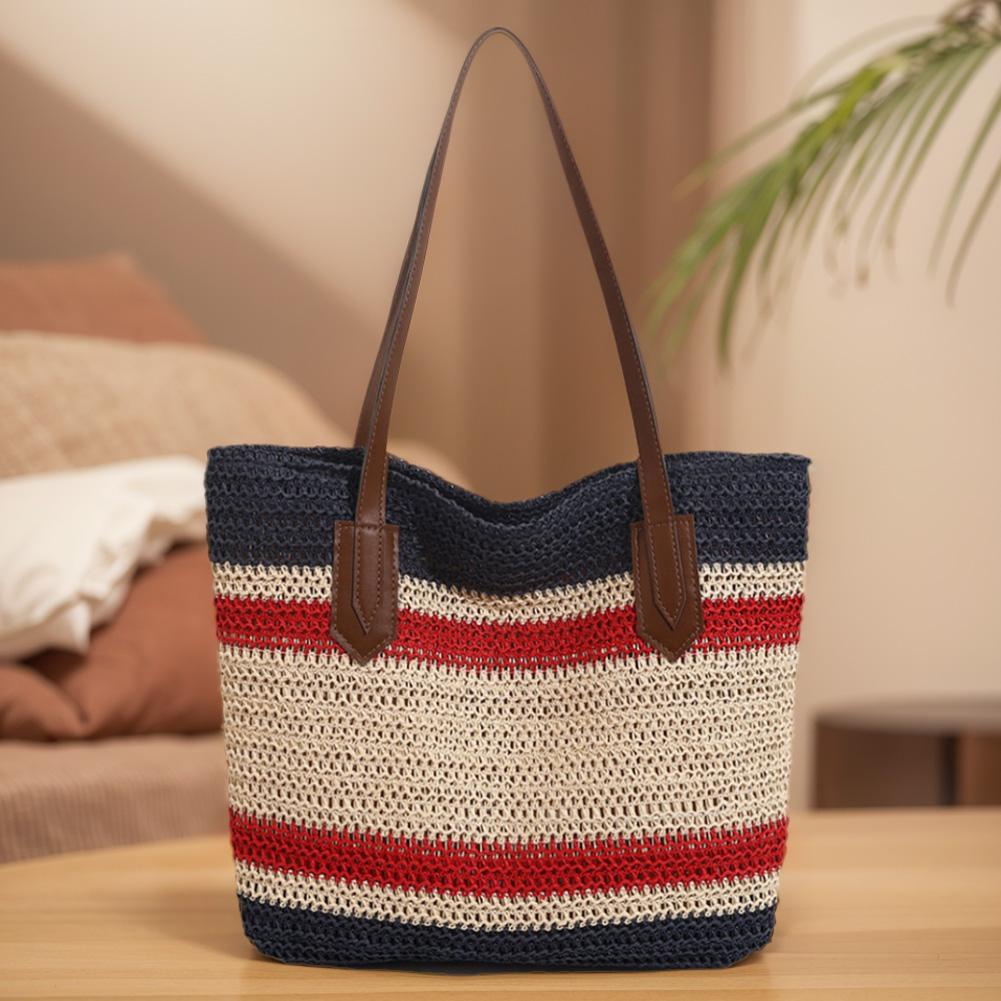 Straw Shoulder Bag for Women Large Capacity Summer Beach Bag Woven Hobo Bag Crossbody Bag for Travel Holiday Shopping