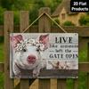 Vintage Funny Pig Metal Sign Wall Decor - Farmhouse 2D Flat Wall Art with Watercolor Design, Rustic "Live Like Someone Left The