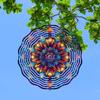10palcový barevný mandala větrník – 3D laserem řezaná kovová umělecká dekorace, 360° otočný háček pro vnitřní/venkovní použití – Živý geometrický zahradní větrník