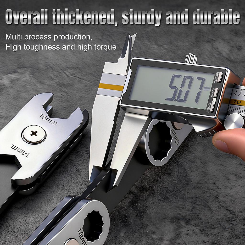 8-in-1 Multi-Function Universal Wrench Set, 360° Rotating Socket Wrench (6-19mm) for Auto & Motorcycle