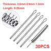 30 stk. Urrem Link Pins i Rustfrit Stål 0,8/0,9/1,0 mm Split Pin 18mm 20mm 22mm 8mm-26mm Armbånd Link Bar Rem Forbindelsesstænger