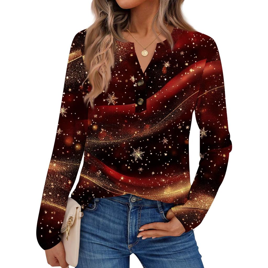 Women's Printed Long Sleeve Shirts Elegant Casual Tops Trendy Shirts Tops