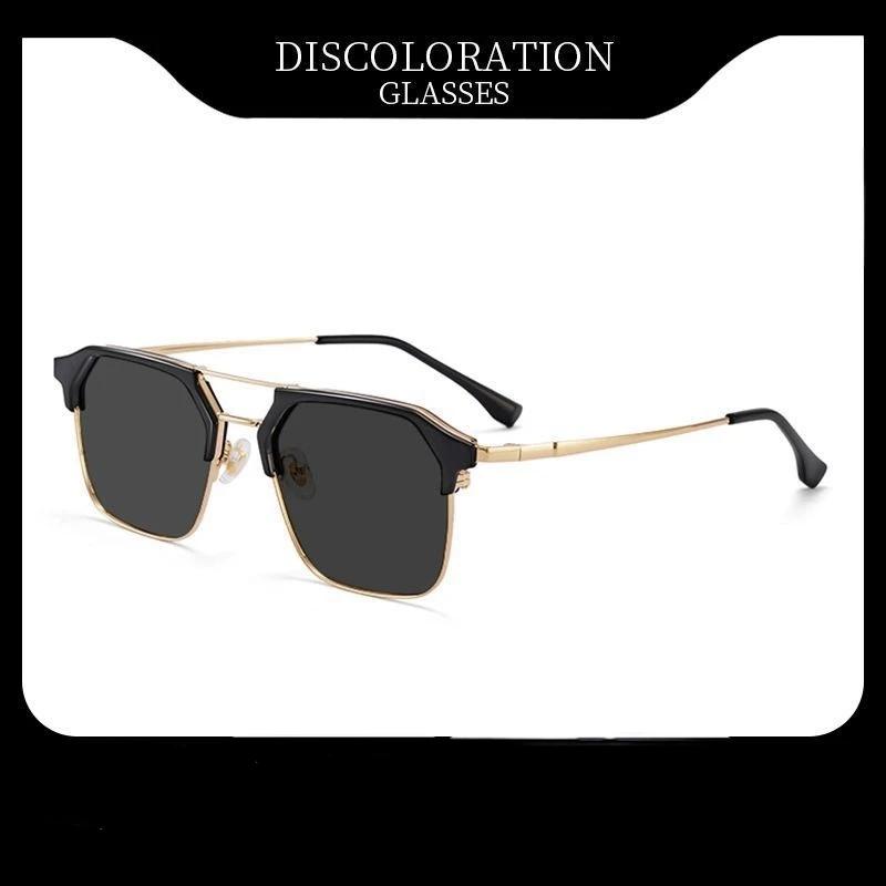 Men with Degree Driving Special Vintage Sun Eyewear Half Frame Myopia Glasses Sunglasses Anti Strong Light Anti UV Sunglass Gg