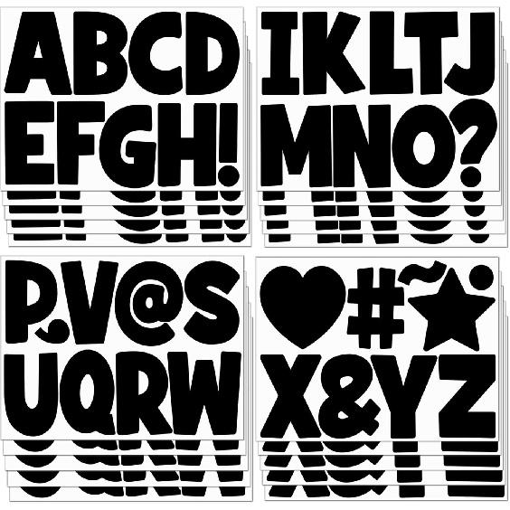 20 Sheets Bulletin Board Letters 4 Inch Letter Stickers 180 PCS Large Alphabet Stickers Vinyl Self Adhesive Stick on Letters for Poster Board