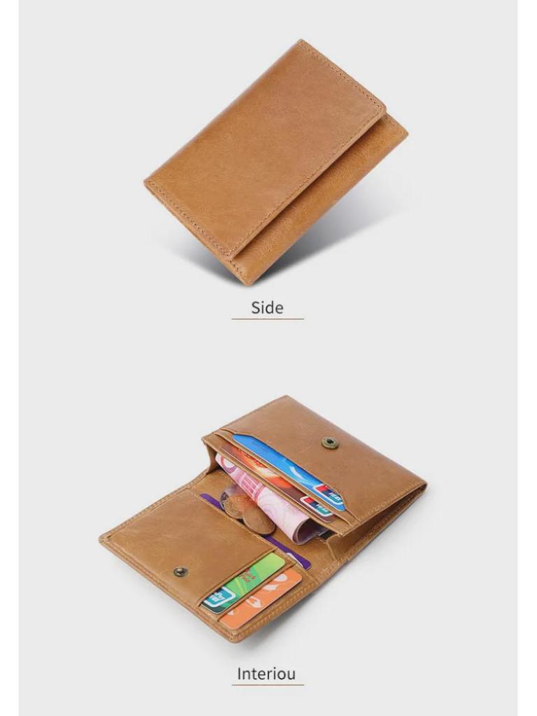 RFID-Diebstahlschutz-Kartenhalter aus gewachstem Rindsleder – Retro-Multifunktionsdesign