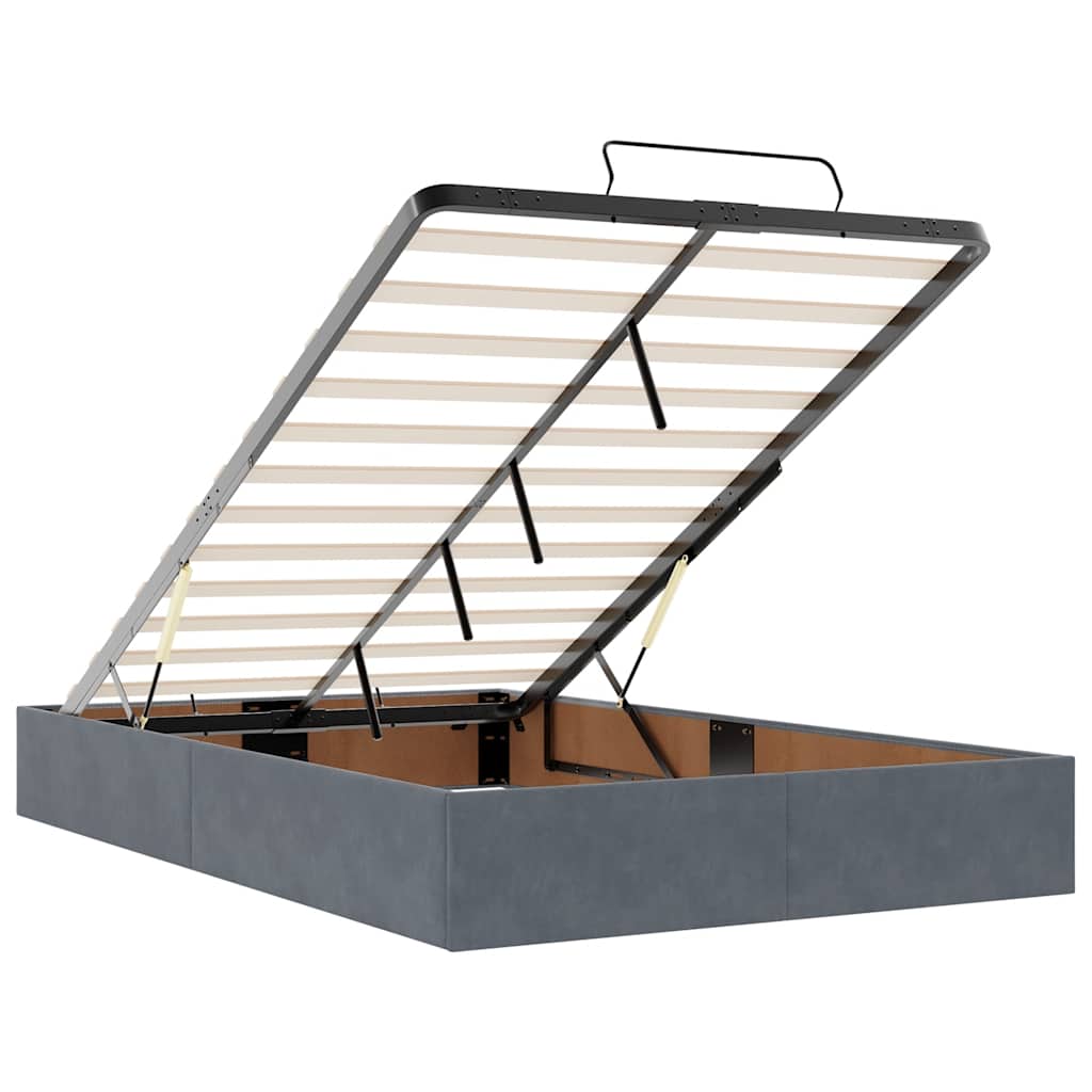 Ottoman Bed with Mattress & LEDs Dark Grey 120x190 Cm Velvet
