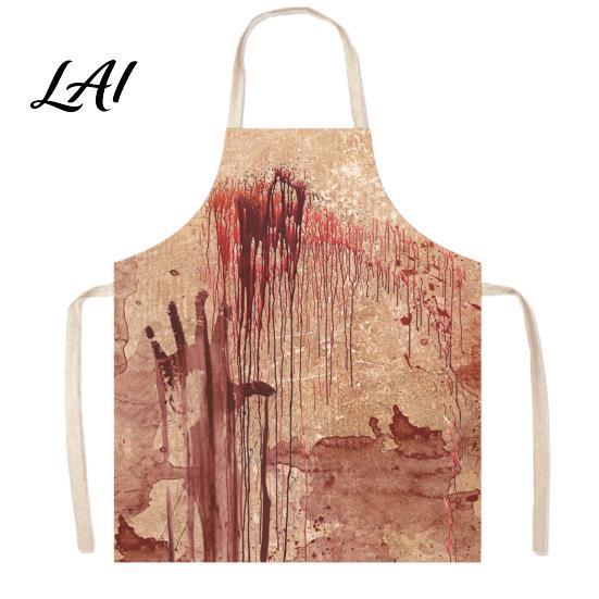Spooky Kitchen Decor Halloween Butcher Apron with Realistic Blood Stain Washable Protective Work Apron Cosplay Devil Outfit Horror Costume Prop for