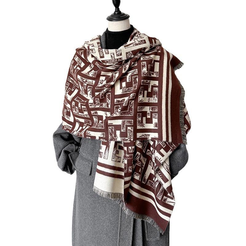 geometry women's imitation cashmere fashion versatile high sense soft breathable comfortable warm scarf shawl