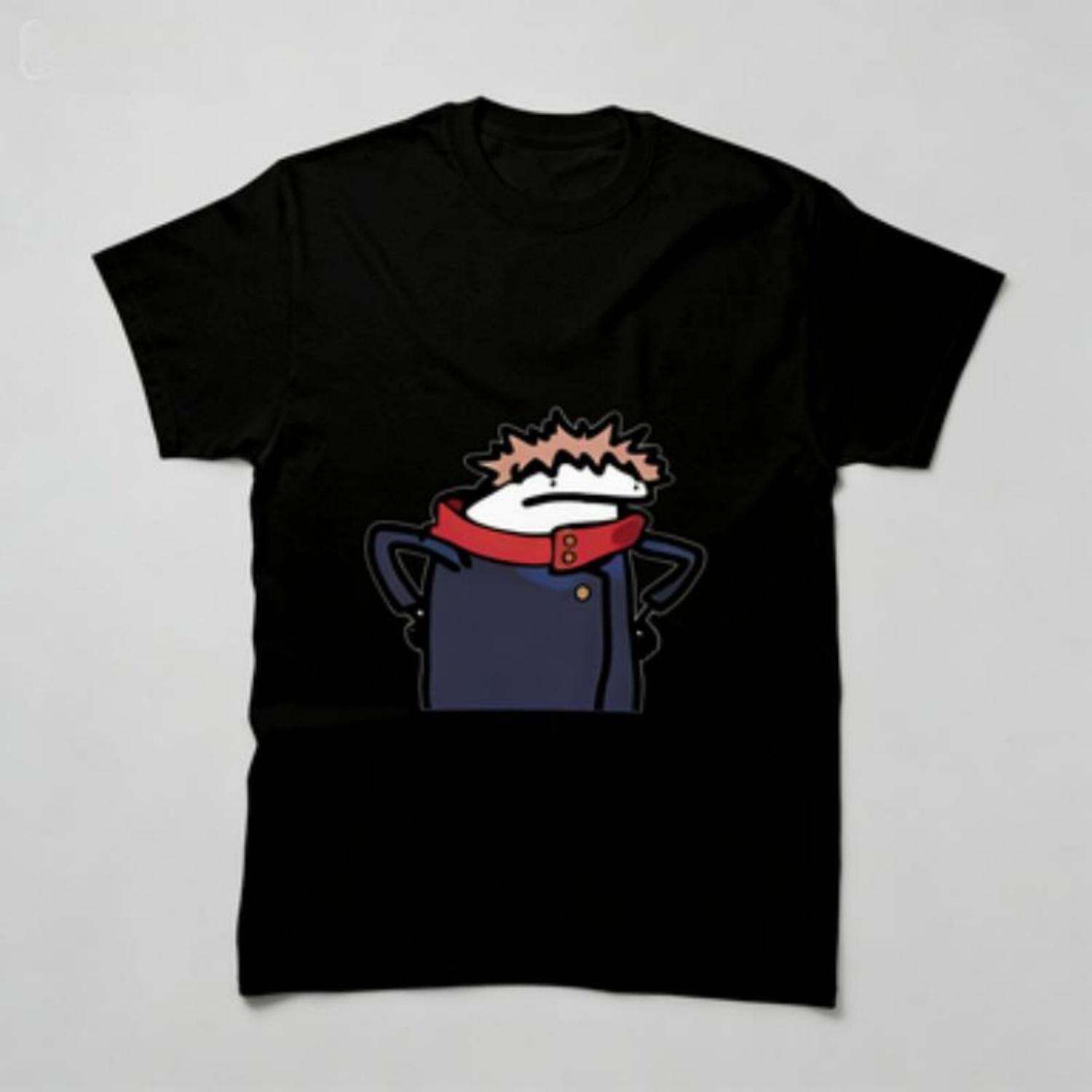 

2026 Summer New100purecottonJujutsu Kaisen Meme Anime Character Pattern Leisure Stretch Fabric Short SleeveTshirt Round Shirt XXXXXL чорний