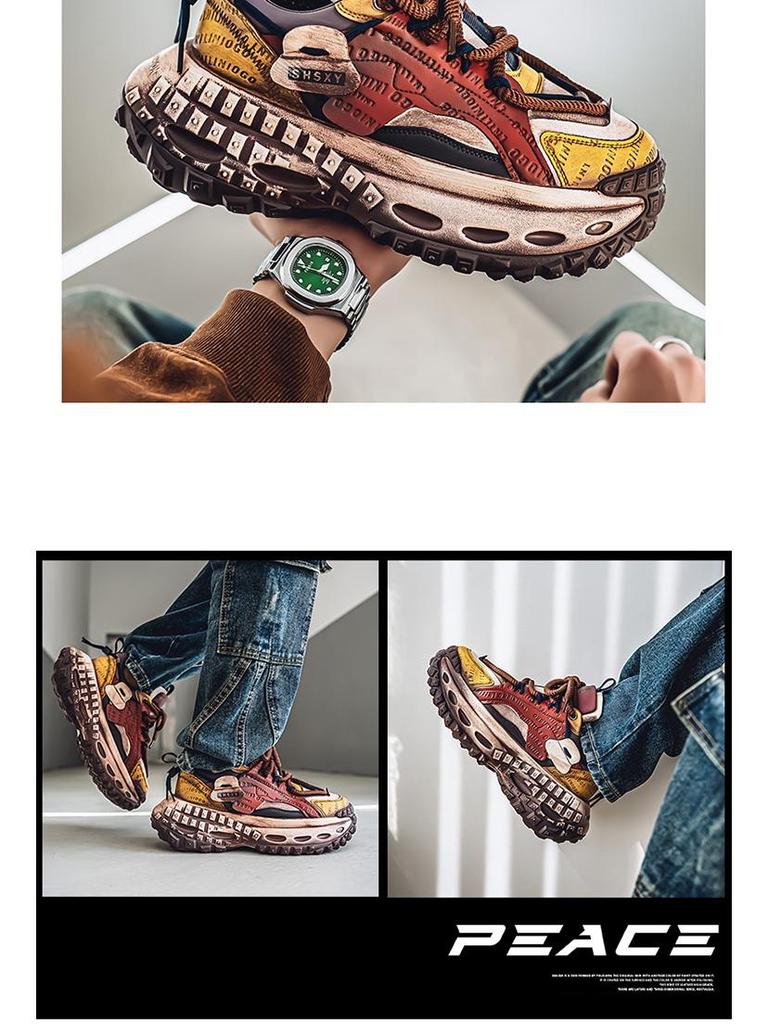 Men's Fashionable Thick-Soled Casual Sneakers - Autumn/Winter Height-Increasing Low-Top Sports Shoes