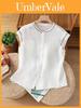 Cotton Embroidered Sleeveless Blouse For Summer Casual Women