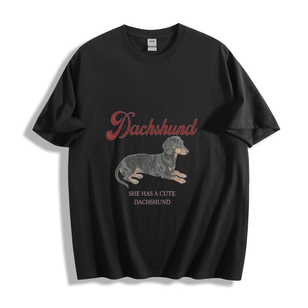 She Has A Cute Dachshund Graphic Unisex Tee